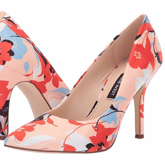 Nine West Shoes - Nine West Peach Floral Pumps Heel